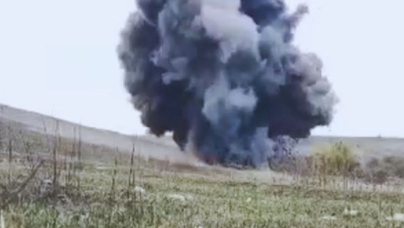Momentul în care bomba de 500 de kilograme de la Coșnița este distrusă