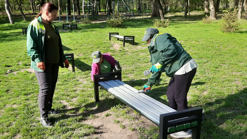 Primăria Chișinău: Băncile din parcul Valea Trandafirilor sunt vopsite