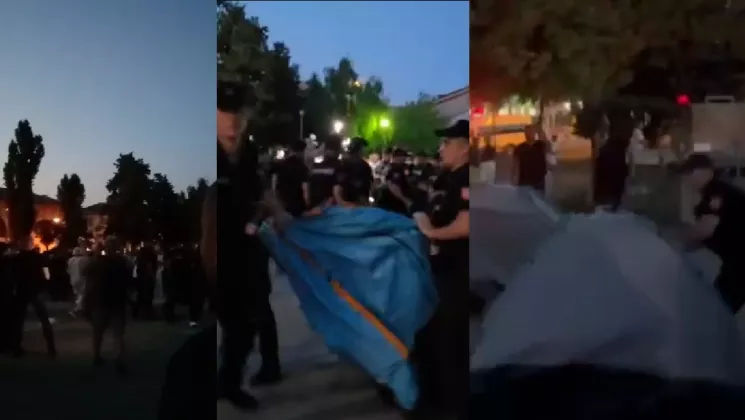 Protestul de la Gara Feroviară s-a lăsat cu îmbrânceli: Poliția a scos corturile