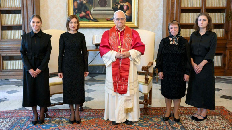 Maia Sandu, alături de familie, în audiență la Papa Leon al XIV-lea
