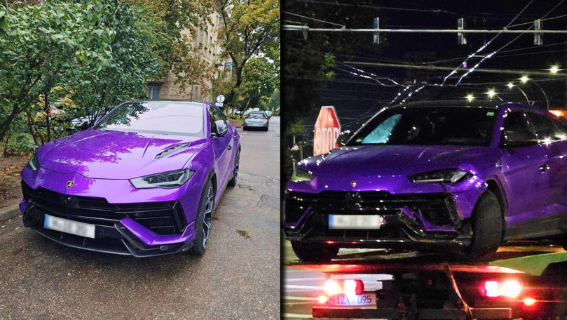 Accident scump în Capitală: Un Lamborghini Ursus, grav avariat