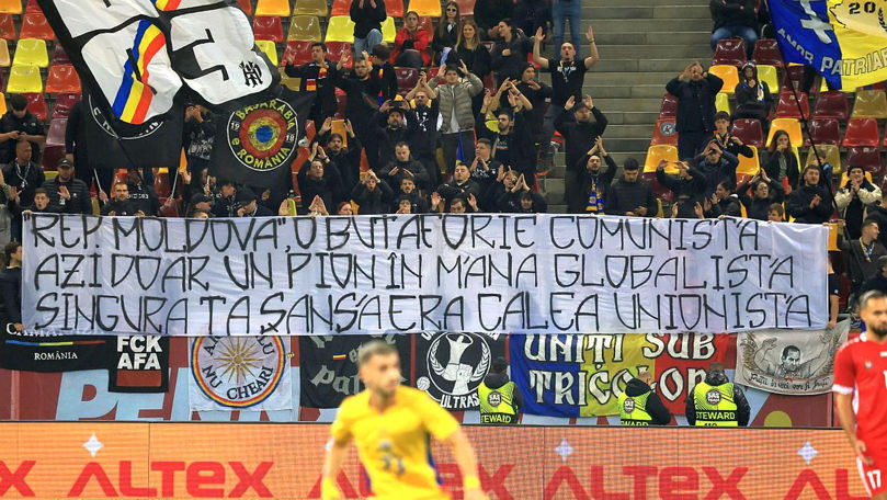 Mesaje unioniste la meciul cu România: Moldova, o butaforie comunistă
