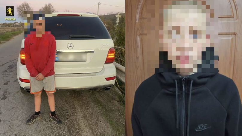 Doi minori au furat un Mercedes în Capitală: Momentul, surprins de camere