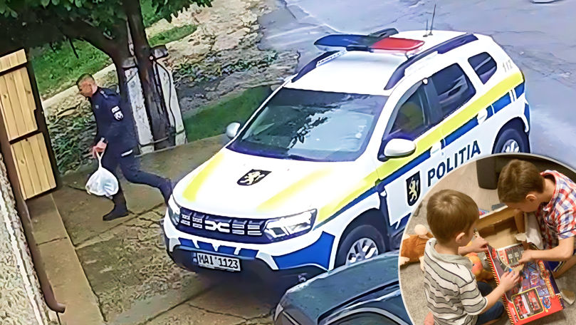 Gest demn de urmat: Polițiștii din Buiucani aduc daruri copiilor de la un centru din Chișinău