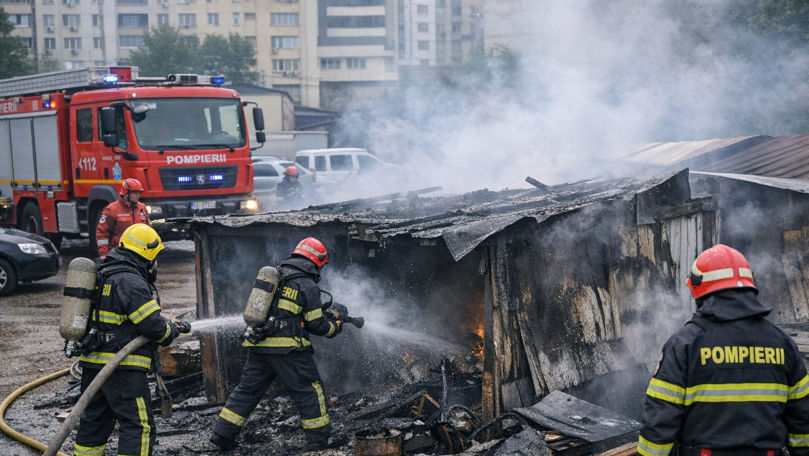 Incendiu într-o parcare din Chișinău: Un bărbat cu arsuri grave, la spital