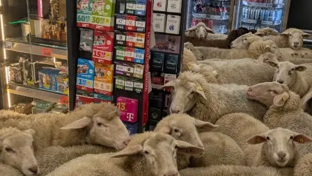 O turmă de 50 de oi a intrat într-un supermarket din Germania și a provocat haos