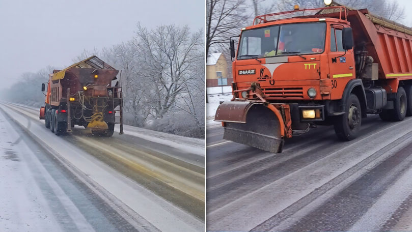 Ninge în mai multe zone din țară. Drumarii deszăpezesc și împrăștie antiderapant