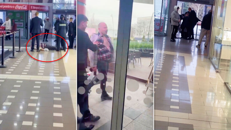 Bărbat scos pe sus dintr-un mall din Chișinău: S-a întins jos și a început să cânte