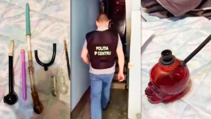 Droguri și obiecte artizanale pentru consum, găsite într-o locuință din Capitală