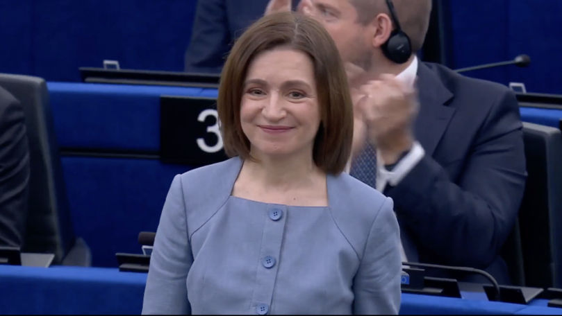 Maia Sandu a fost decorată cu Ordinul European de Merit la Strasbourg
