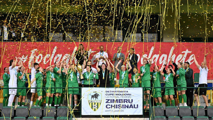 Zimbru Chișinău a câștigat în premieră Cupa Moldovei la fotbal feminin