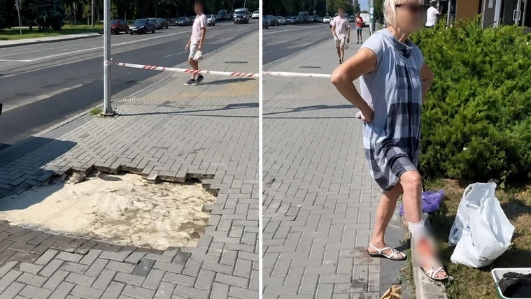 O femeie de 77 de ani a căzut într-o groapă cu apă pe un trotuar din Chișinău