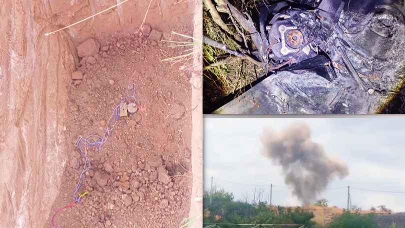 Momentul în care explozibilul din drona căzută la Copanca este detonat de geniști