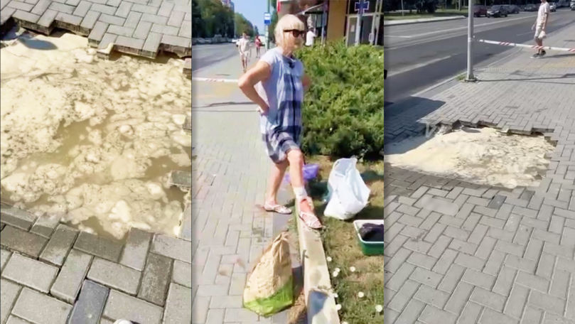 Incident în Chișinău: O femeie a căzut într-un cămin de apeduct inundat